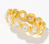 Diamonique Sterling Silver Gold-Plated Cubic Zirconia Heart Band Ring, Sz 4